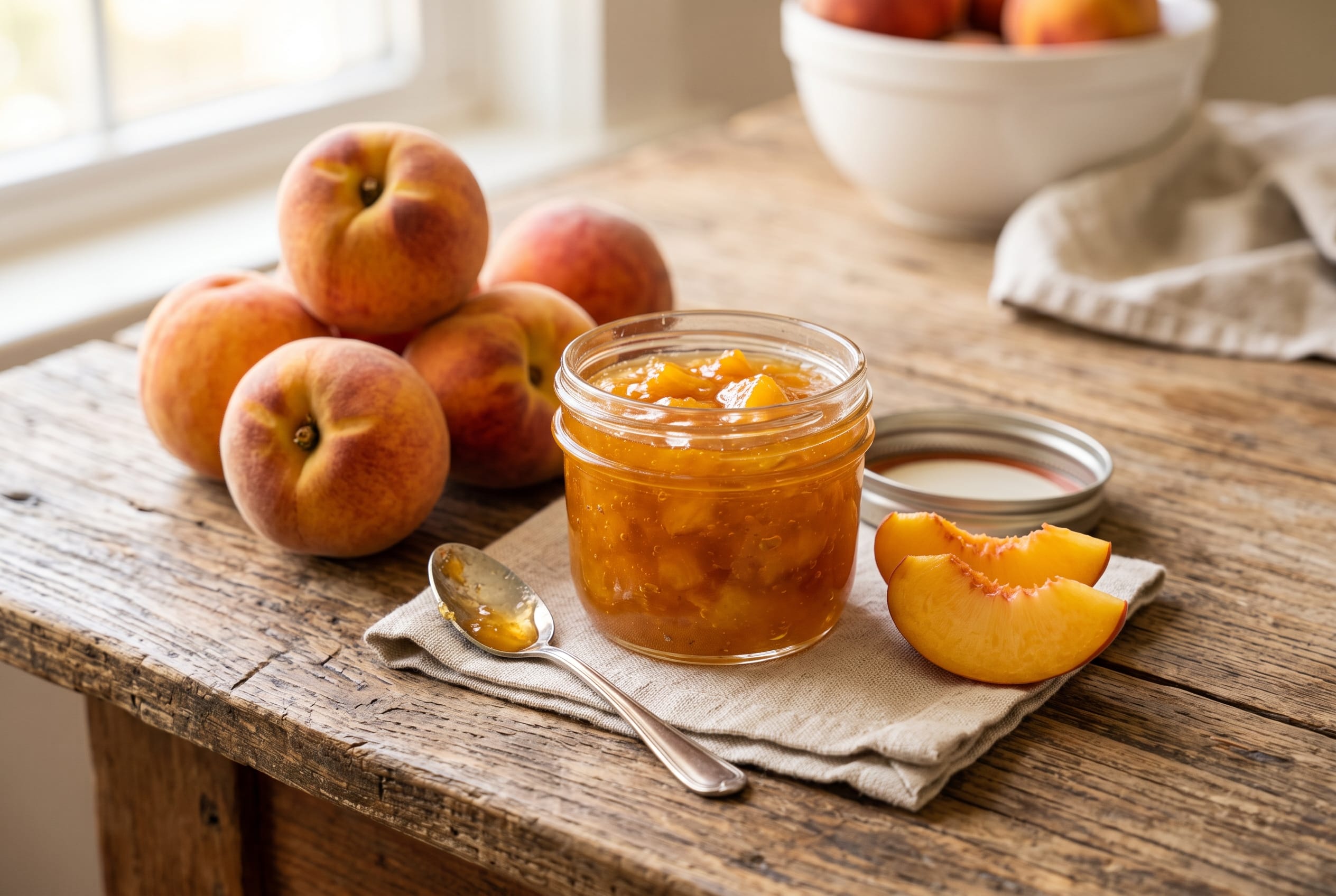 Homemade peach jam made with fresh peaches